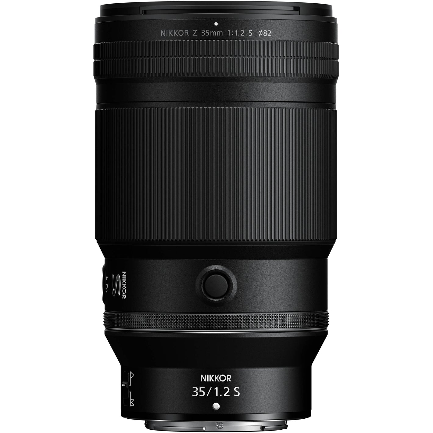 Black camera lens with 'Nikkor' branding on a white background