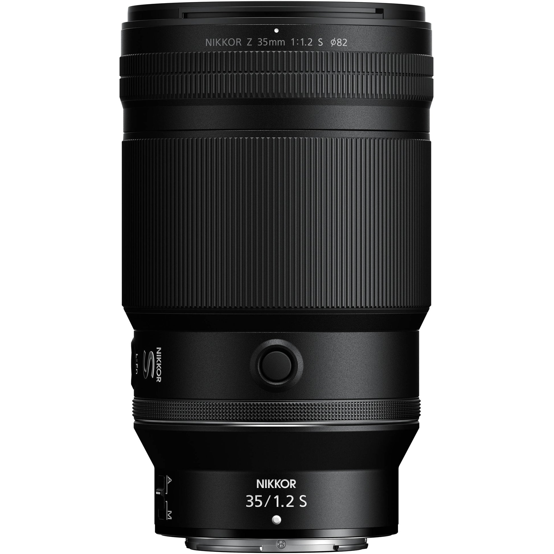Black camera lens with 'Nikkor' branding on a white background