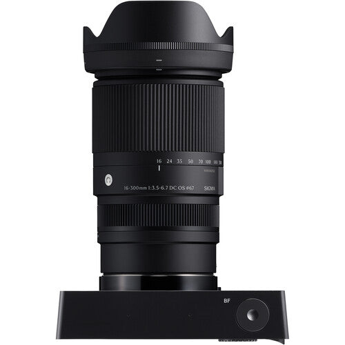 Sigma 16-300mm f/3.5-6.7 DC OS Contemporary ultra-zoom lens for APS-C mirrorless cameras, featuring an 18.8x zoom range, optical stabilization with up to 6 stops, fast autofocus motor, and dust- and splash-resistant design