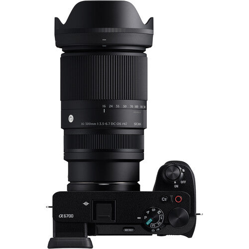 Sigma 16-300mm f/3.5-6.7 DC OS HSM Contemporary super-zoom lens for APS-C mirrorless cameras featuring optical image stabilization, hyper sonic motor autofocus, and weather-sealed construction