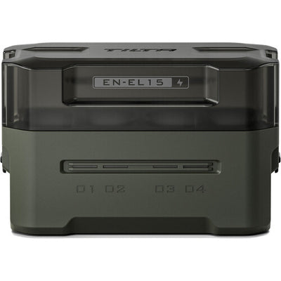 Tilta Portable Charging Station for EN-EL15C batteries with dual charging slots and LED indicators.