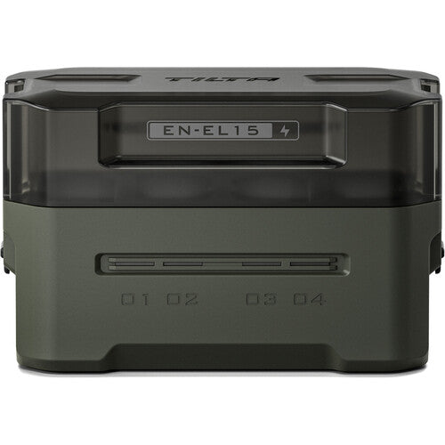 Tilta Portable Charging Station for EN-EL15C batteries with dual charging slots and LED indicators.