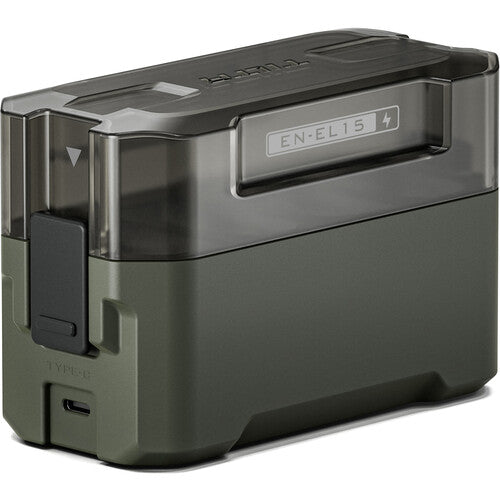 Tilta Portable Charging Station for EN-EL15C batteries with dual charging slots and LED indicators.