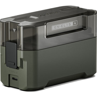 Tilta Portable Charging Station for EN-EL15C batteries with dual charging slots and LED indicators.