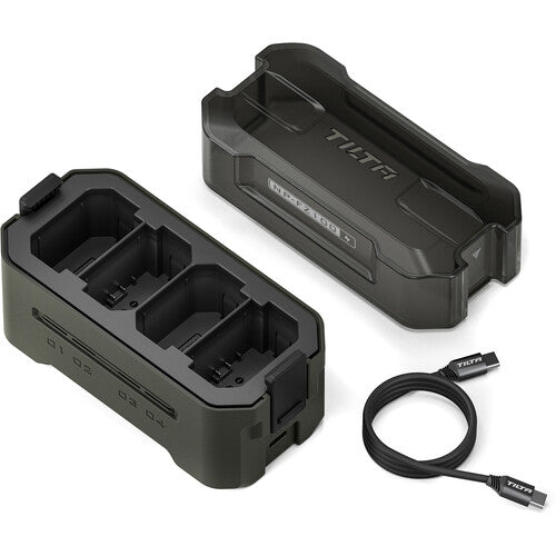 Tilta Portable Charging Station for Sony NP-FZ100 batteries showing multiple slots and LED indicators.