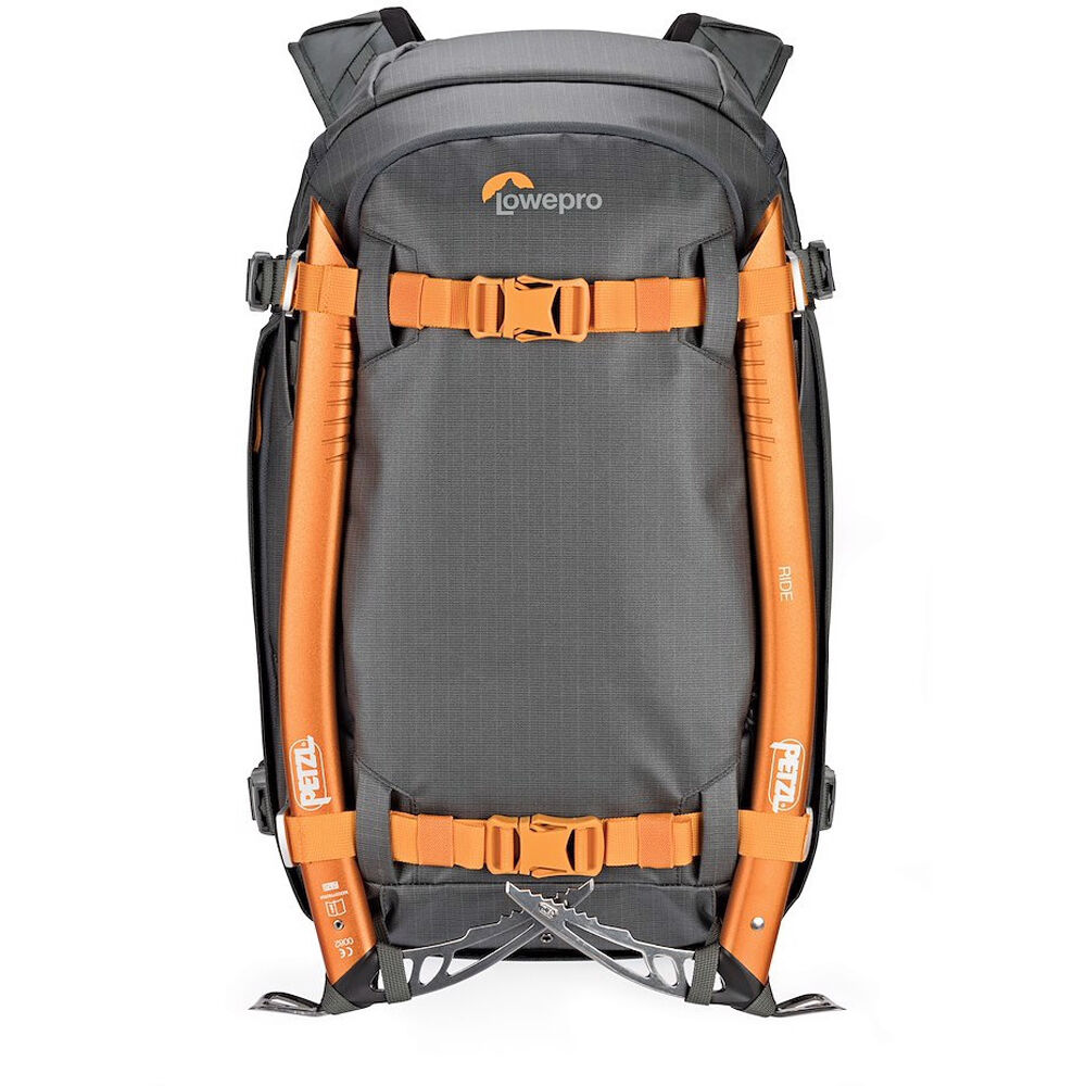 This backpack carries equal parts camera, video and functional outdoor gear. Features a roomy front pocket that expands to fit a shovel or extra clothes.