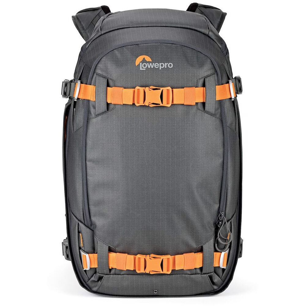 This backpack carries equal parts camera, video and functional outdoor gear. Features a roomy front pocket that expands to fit a shovel or extra clothes.