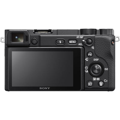Black Sony camera on a white background