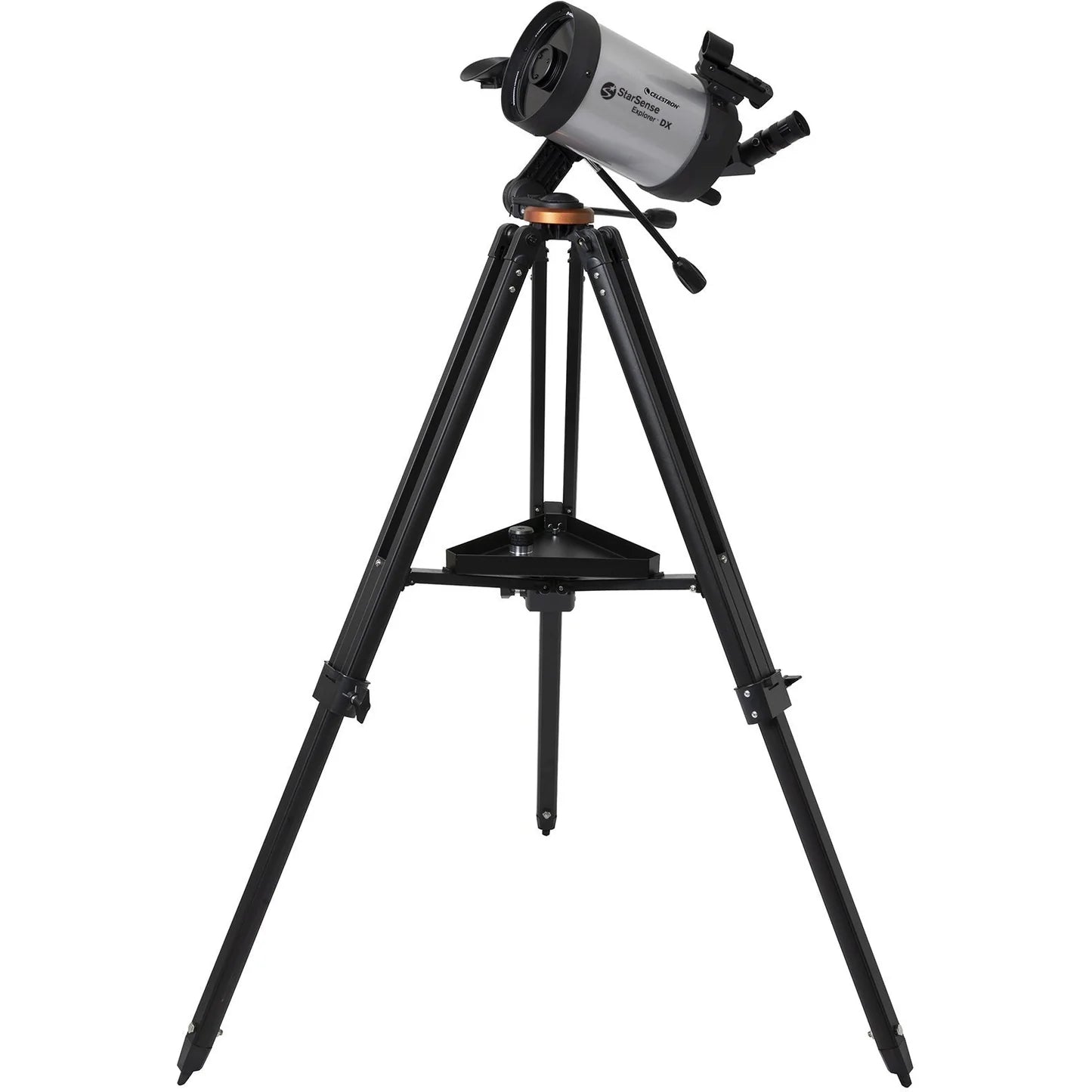 Telescope on a tripod with a white background