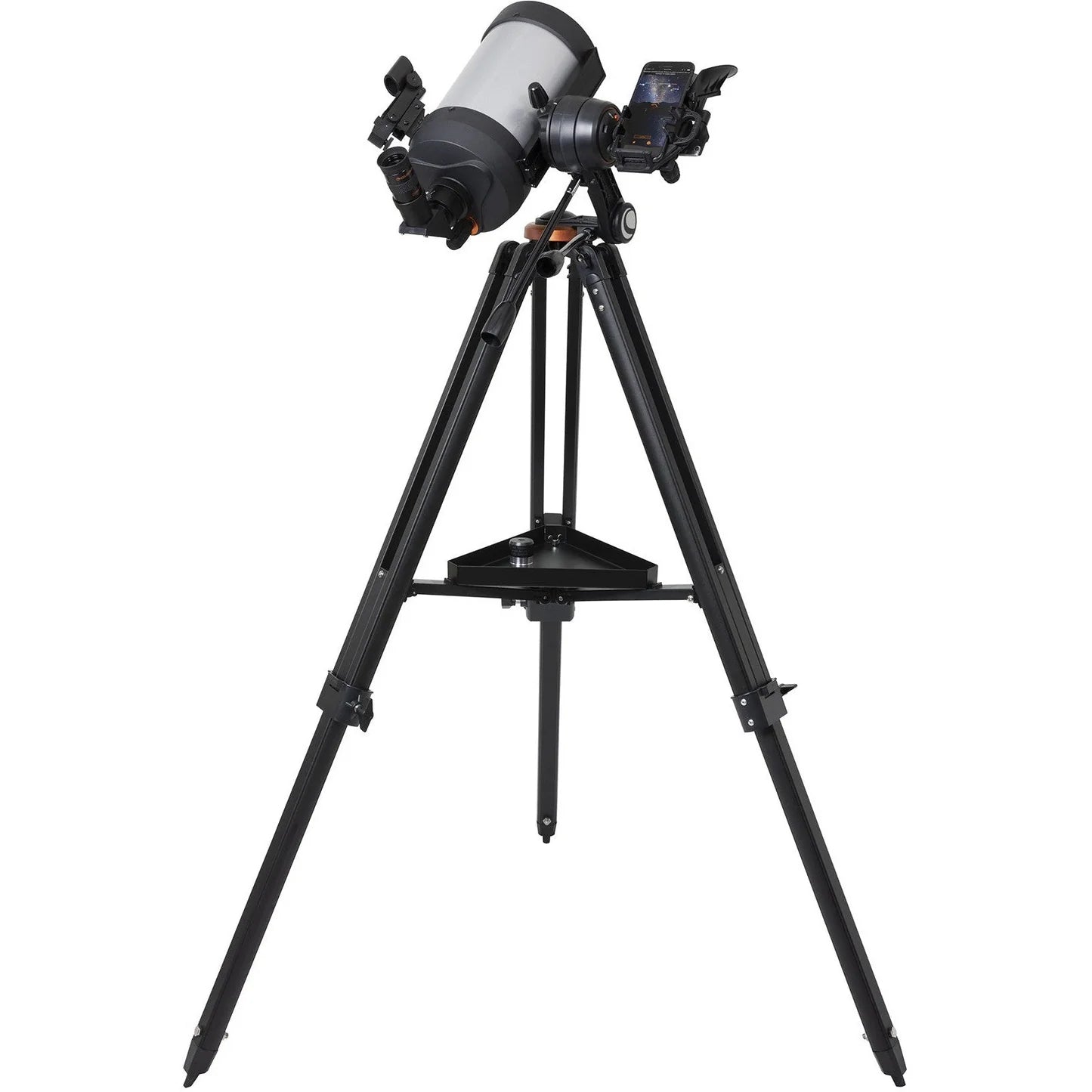 Telescope on a tripod with a white background