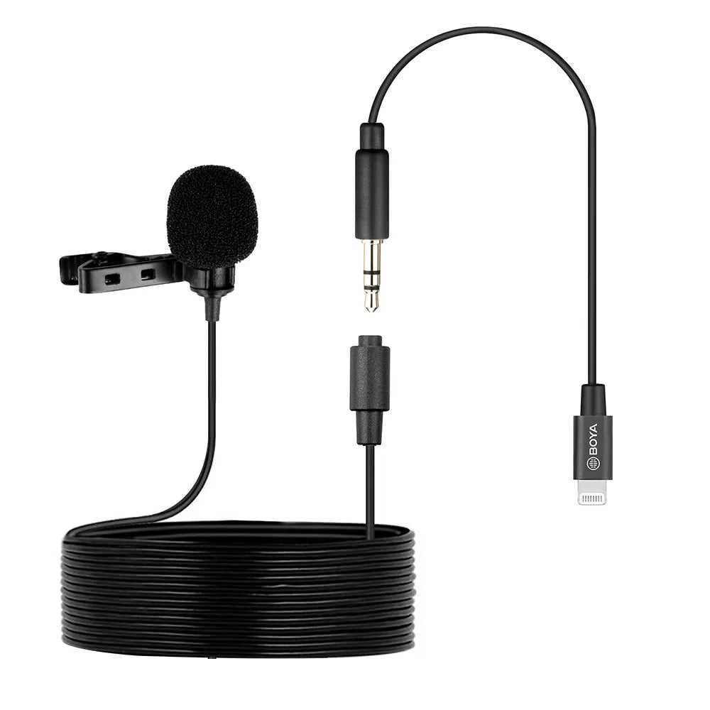 The Boya BY-M2 Clip-On Lavalier Microphone with Lightning Connection is an omnidirectional clip-on microphone that delivers clear and high-quality sound.