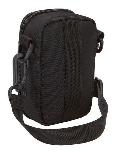 Black tactical pouch with a strap on a white background