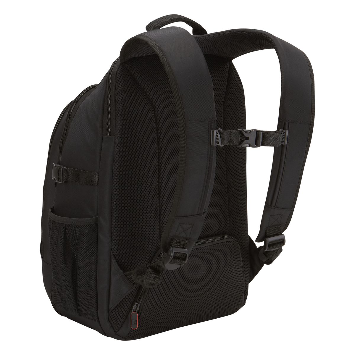 Black backpack on a white background