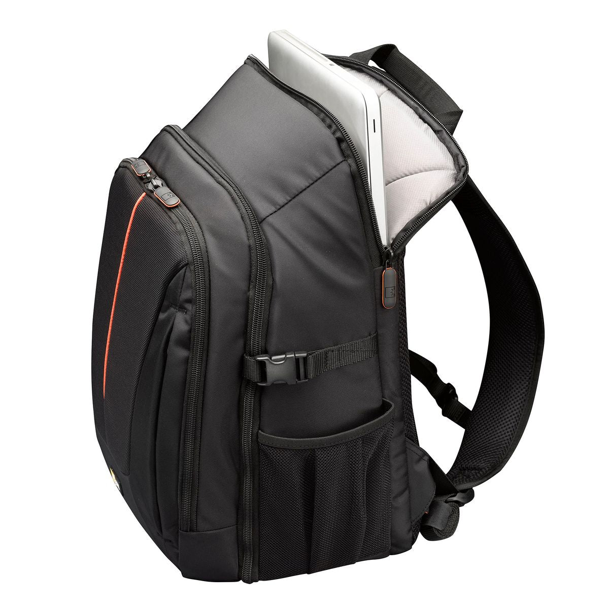 Gray backpack with a black shoulder strap on a white background