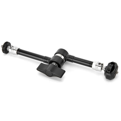 Camera stabilizer with two extendable arms on a white background