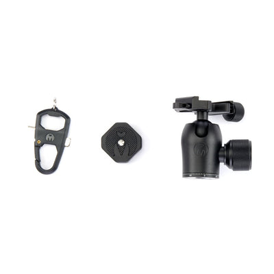 3 Legged Thing AirHed Pro Ball Head with twist clamp in matte black for professional photography and video stability.