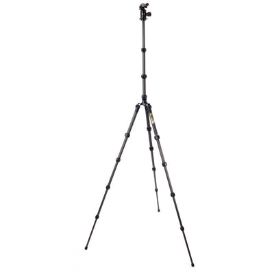 Black camera tripod on a white background