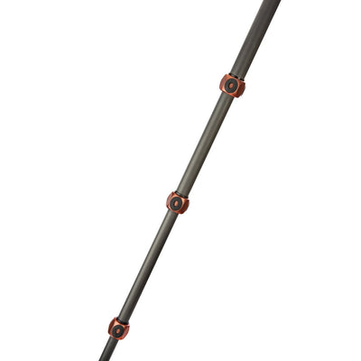 Black metal rod with orange accents on a white background