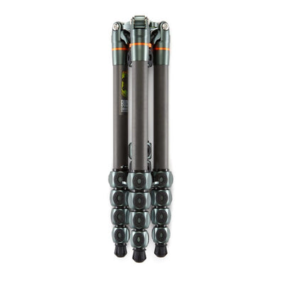 Black camera tripod on a white background