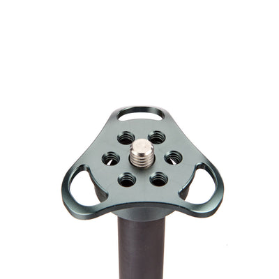 Metal tripod head on a white background
