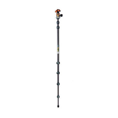 Black adjustable tripod on a white background