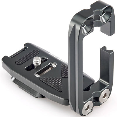 Camera accessory with metal bracket on a white background