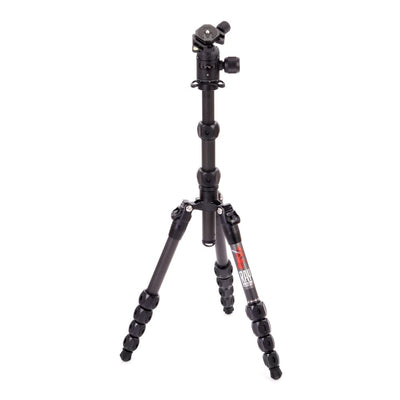 Black camera tripod on a white background
