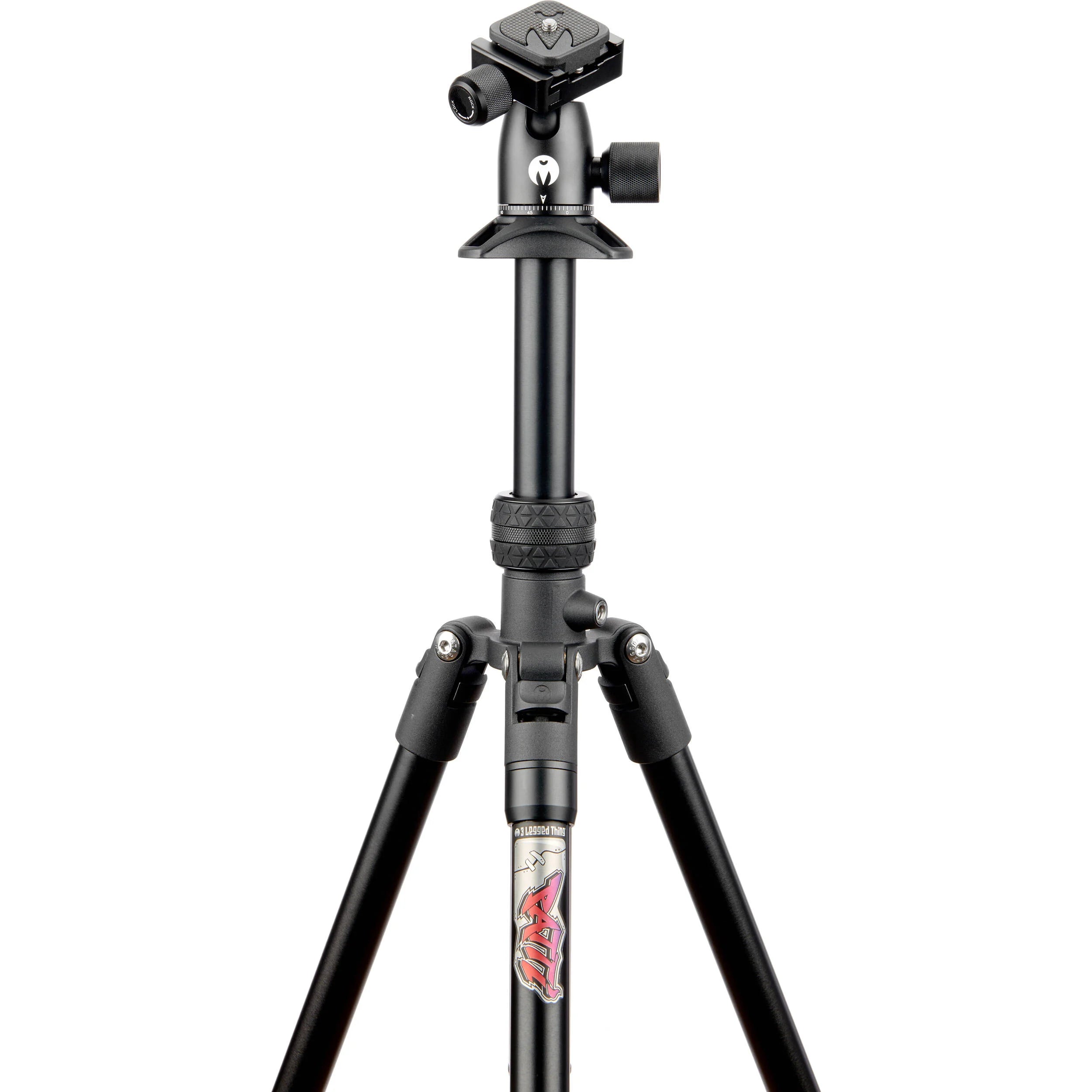 3 Legged Thing Punks Patti 2.0 Flip Lock Tripod in matte black – magnesium alloy, 4-section legs with flip locks, AirHed Mini ball head, 10 kg load capacity, reversible center column, converts to monopod.