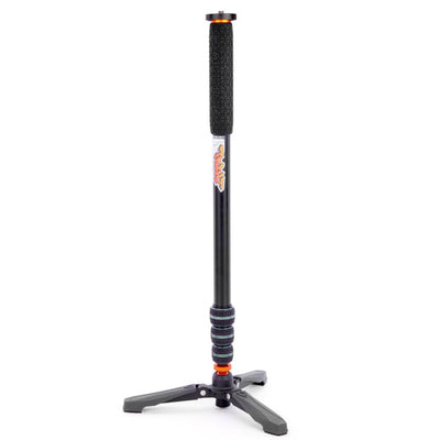 Black and orange monopod stand on a white background