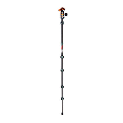 Black adjustable tripod pole on a white background