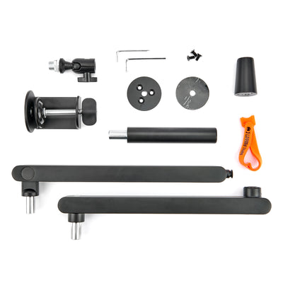 The Microphone Arm is a versatile solution that features height adjustment, built-in cable management, and secure mounting for microphones up to 1 kg.