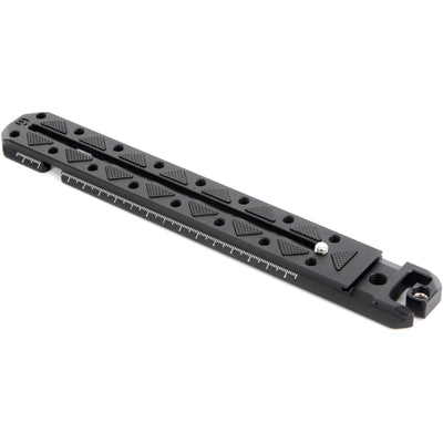 3 Legged Thing 250mm Ultra Plate in darkness finish with multiple mounting points for cameras and accessories.