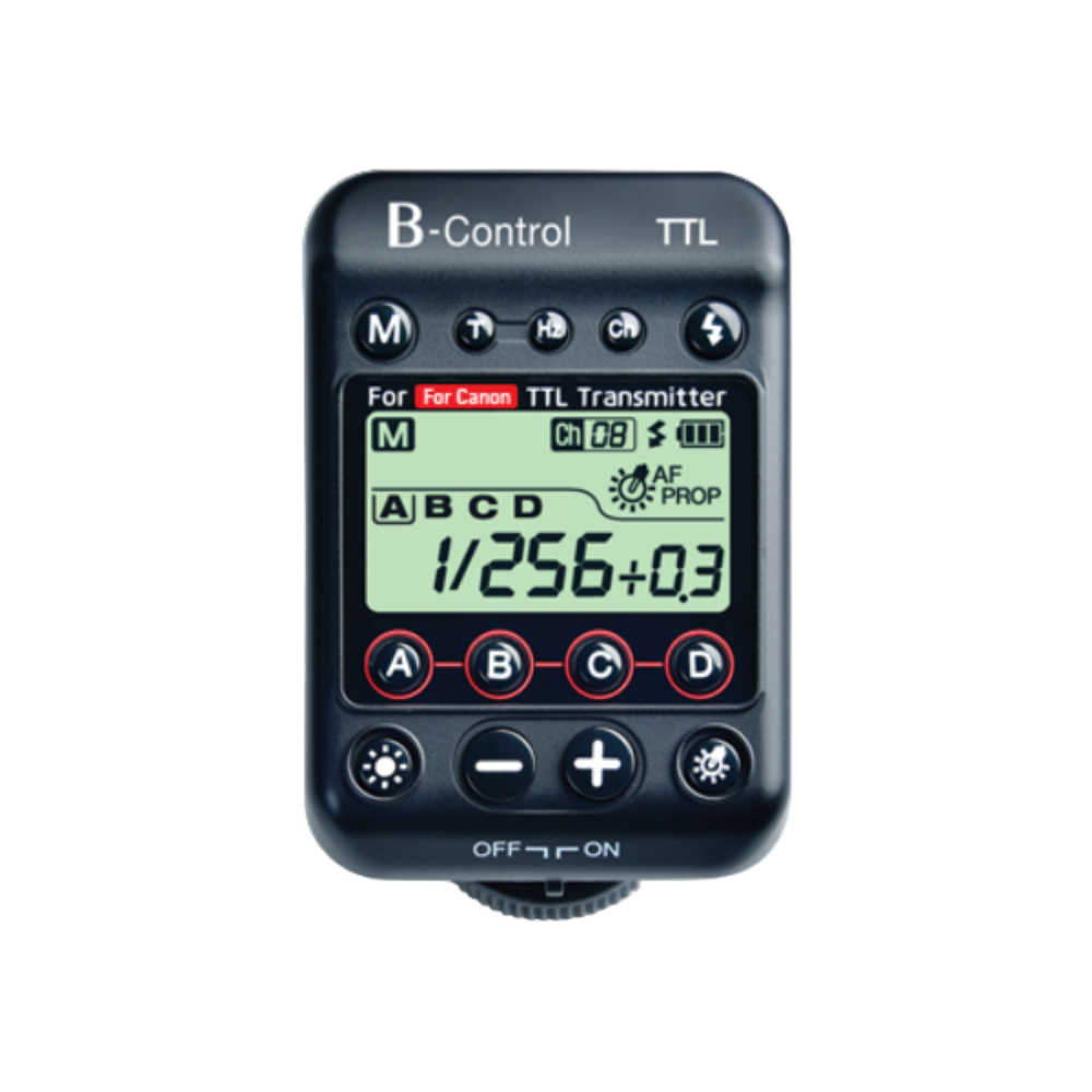 Effortlessly command four B-Series flash groups using one Canon-compatible transmitter, enhancing your creative control over B500 and B360 strobes.