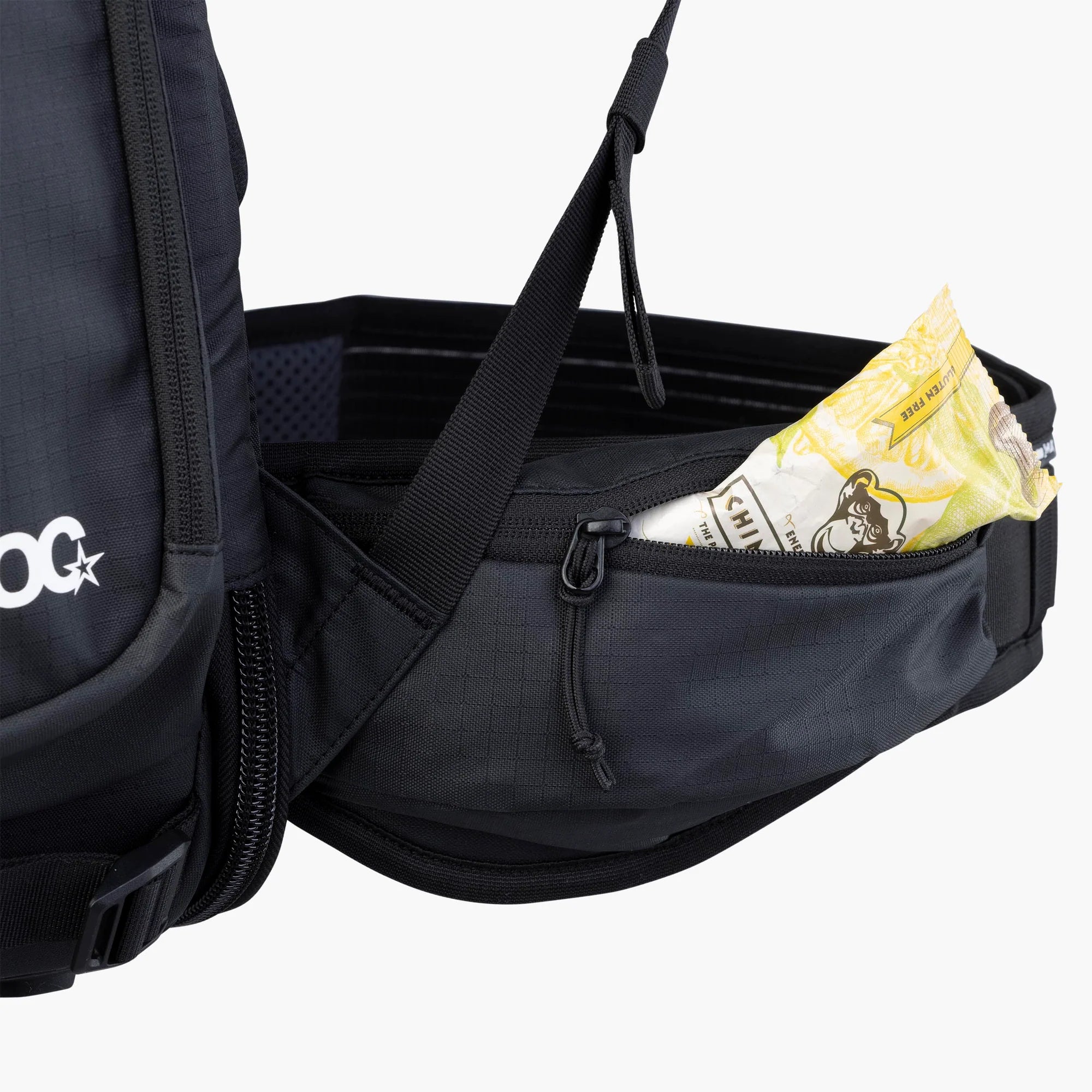 Black bag with a visible brand logo on a white background