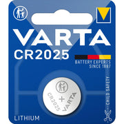 Varta CR2025 3V lithium coin battery on white background.