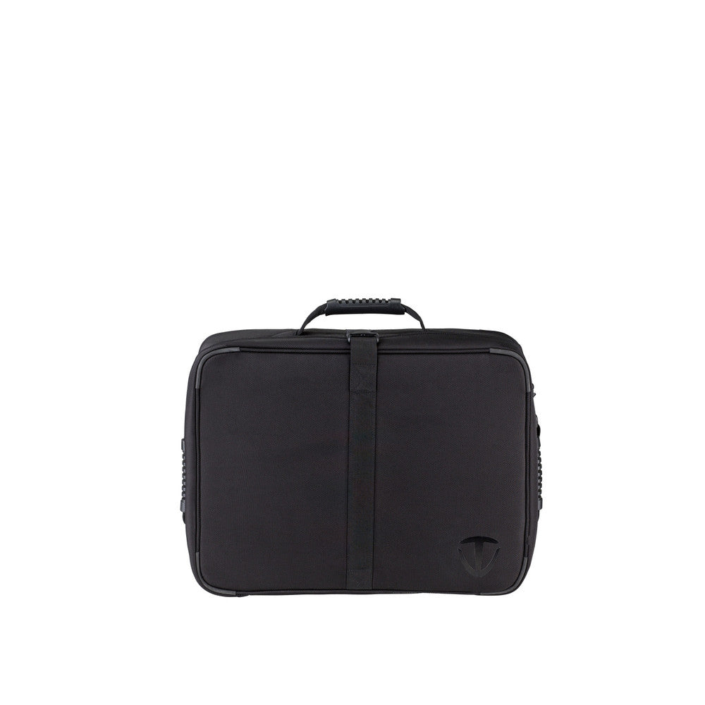 Black travel bag on a white background