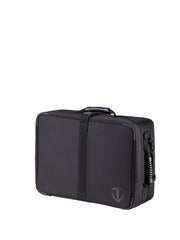 Black carrying case with a visible brand logo on a white background
