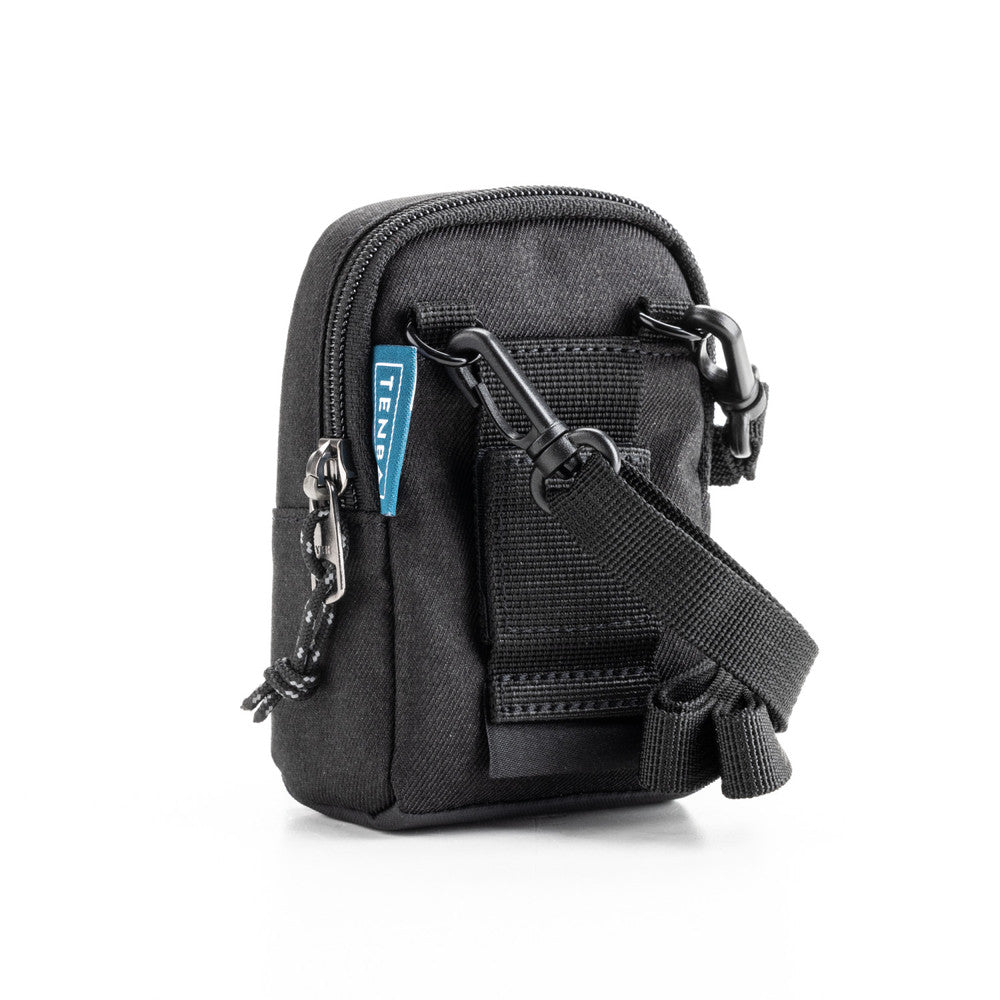 Black tactical pouch with a visible brand logo on a white background