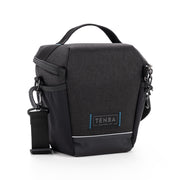 Black camera bag with 'Tenba' logo on a white background