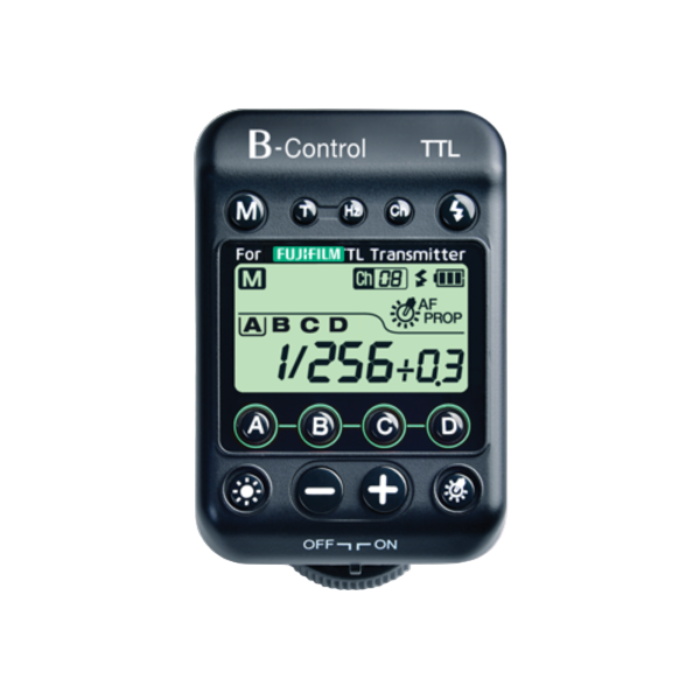 TTL Fujifilm Transmitter for B500 and B360, providing seamless control for creative strobe photography, ensuring unparalleled flexibility.