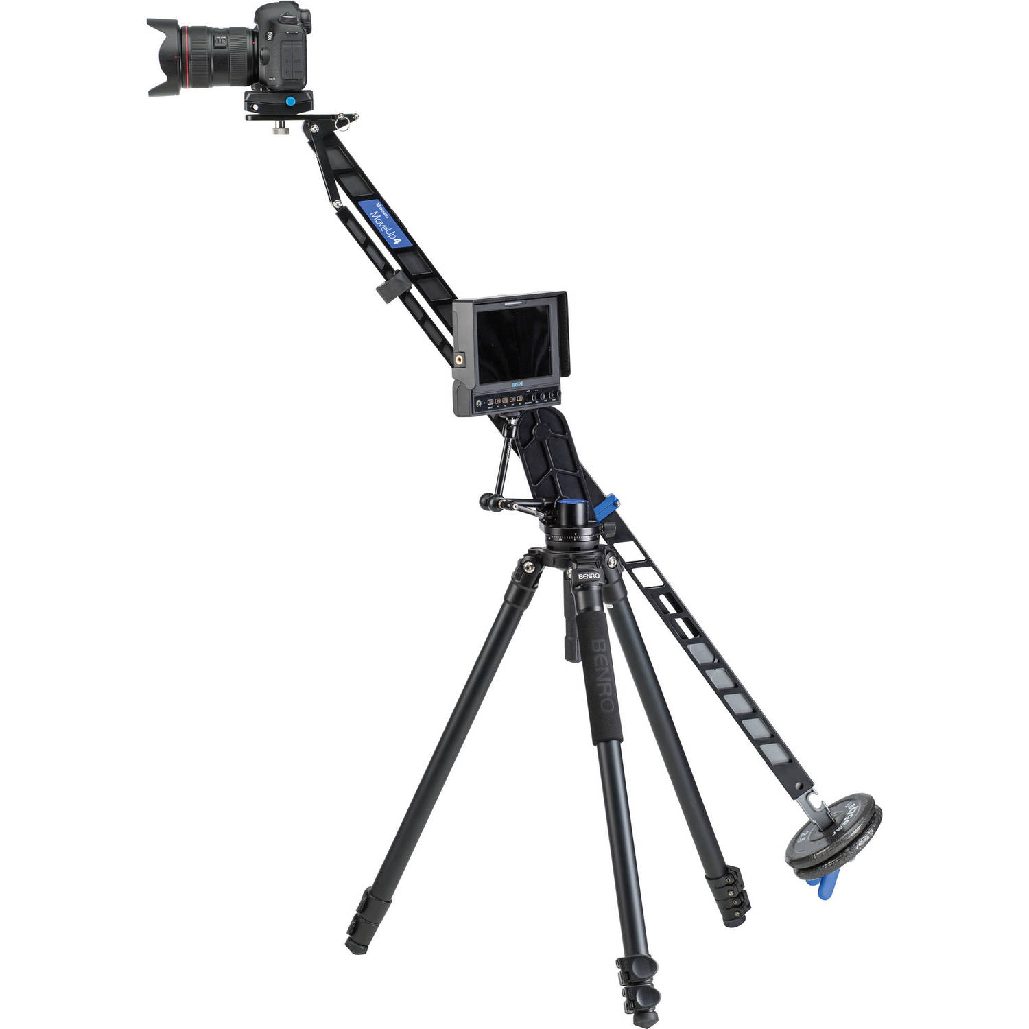Camera stabilizer with monitor on a white background