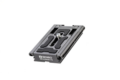 Black metal bracket with 'Benro' branding on a white background