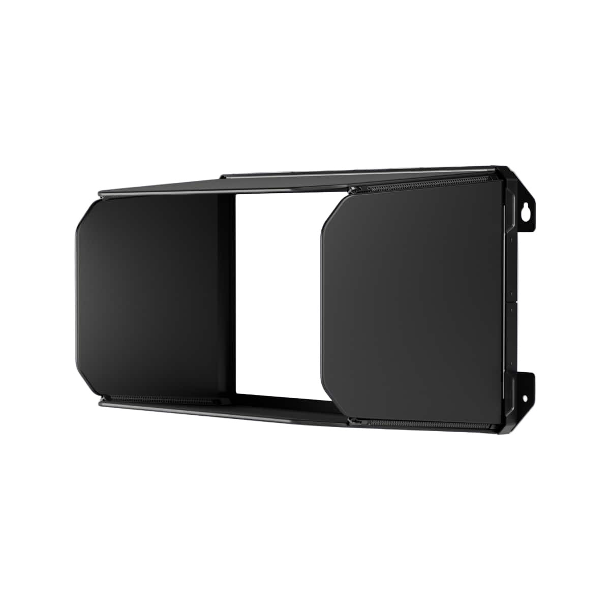 Black metal bracket on a light gray background