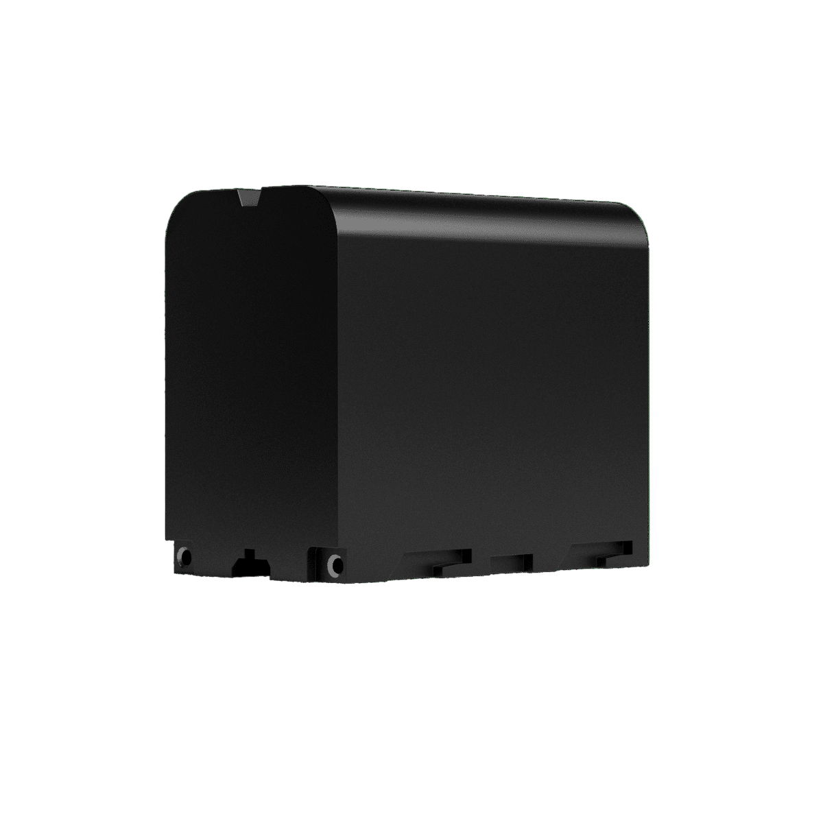 Black rectangular battery pack on a transparent background
