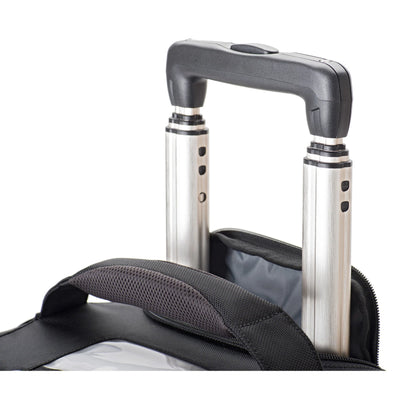 Think Tank Airport TakeOff V2.0 — versatile rolling camera backpack with retractable handle, stowable backpack straps, and space for up to 3 DSLRs, 5 lenses, and a 400mm f/2.8 lens.