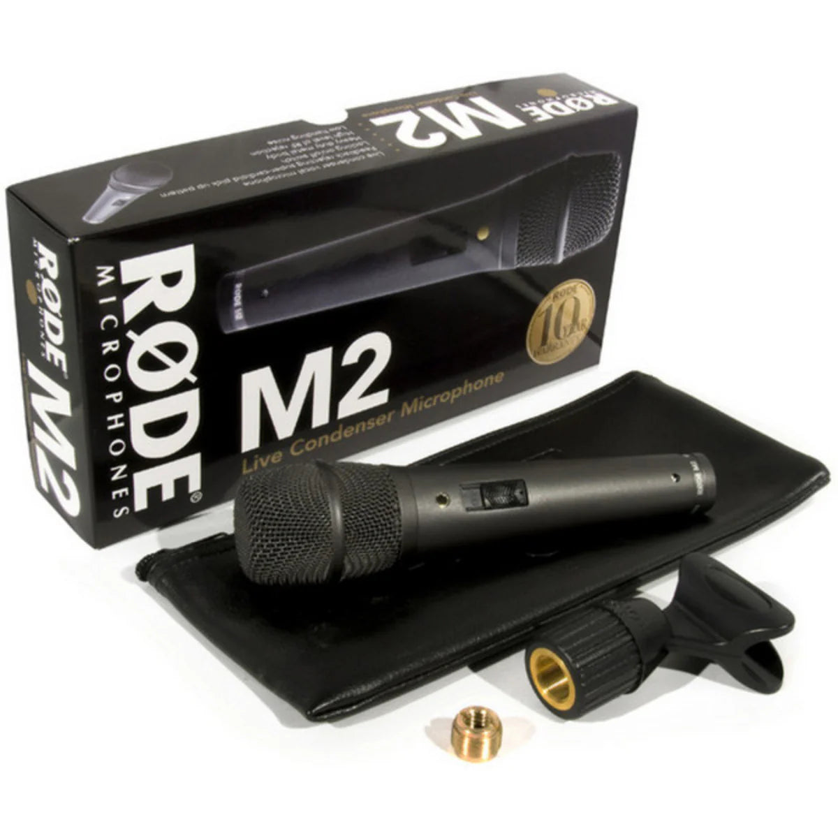 RODE M2 GO handheld condenser microphone with supercardioid polar pattern and durable metal construction for live performances and recording.