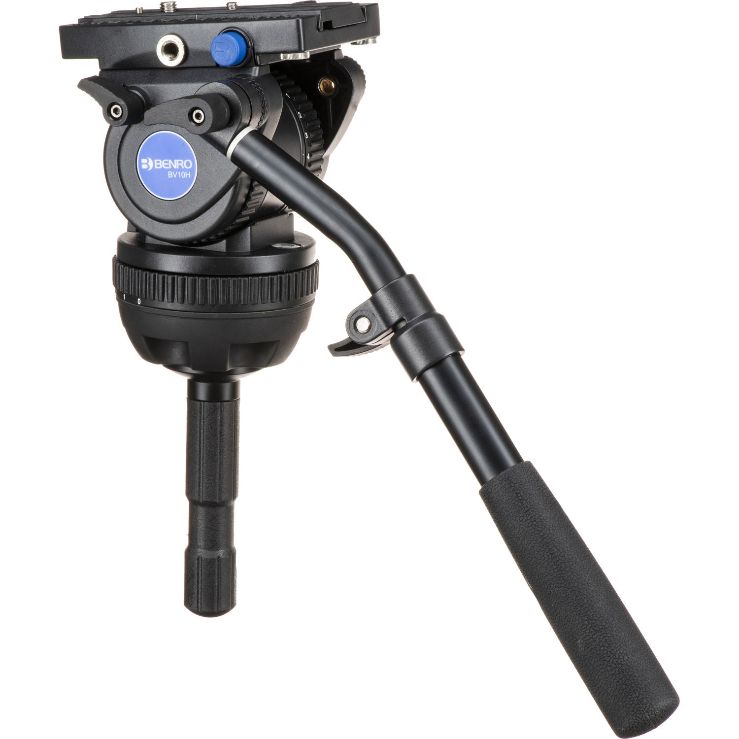 Black video camera pan/tilt head on a white background