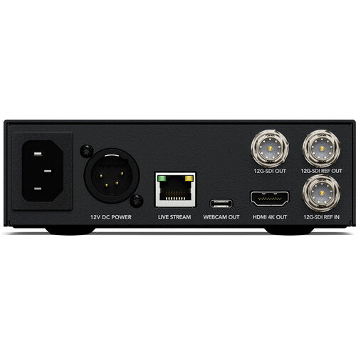 Blackmagic Design Streaming Decoder 4K – compact rack-mountable hardware decoder converting H.264/H.265 streams to SDI & HDMI with tally, talkback and mobile tethering support.
