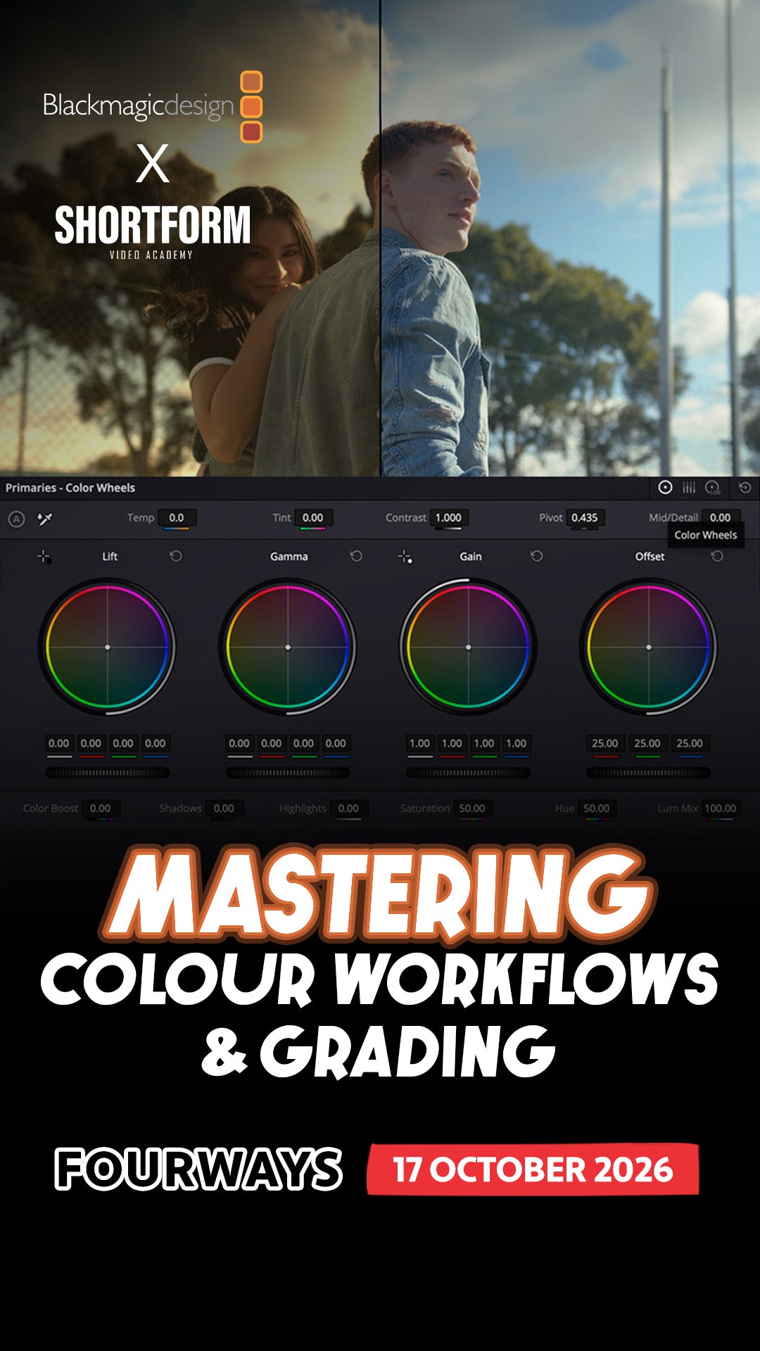 Mastering Colour Workflows & Grading in DaVinci Resolve | 17 Oct