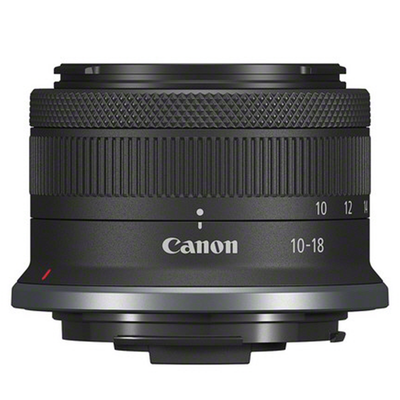 Canon camera lens with 10-18mm on a white background